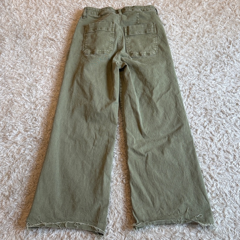 Kut from the Kloth Olive Green High-Rise Wide Leg Jeans - Picture 5 of 7
